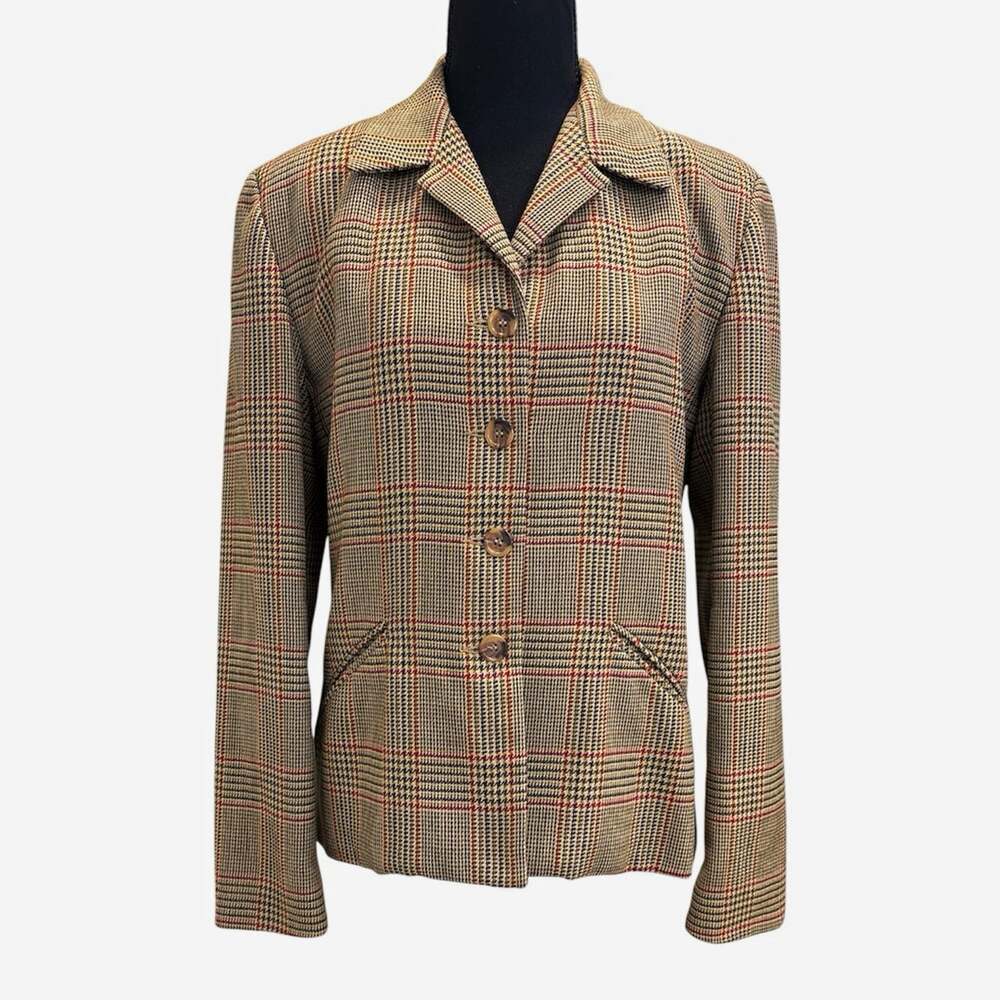 Austin Reed Women’s Plaid Wool Blazer Size 6 Notch Lapel Lined 5-Button